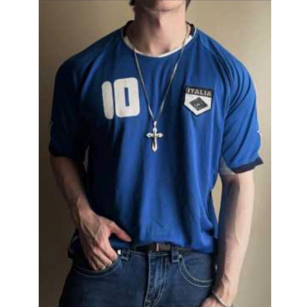 Fila Soccer Jersey Mens M Blue Italia 10 Short Sleeve Athletic Shirt Y2K ER044